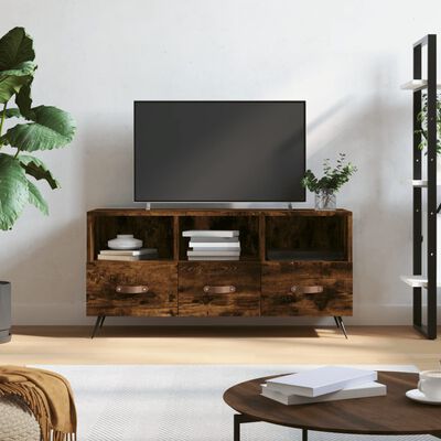 vidaXL TV Cabinet Smoked Oak 102x36x50 cm Engineered Wood