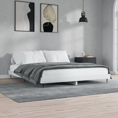 vidaXL Bed Frame without Mattress High Gloss White 180x200 cm Super King