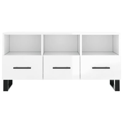 vidaXL TV Cabinet High Gloss White 102x36x50 cm Engineered Wood