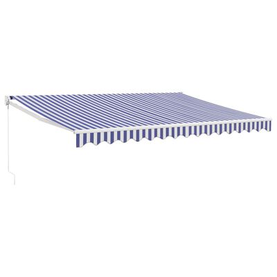 vidaXL Retractable Awning Blue and White 4x3 m Fabric and Aluminium