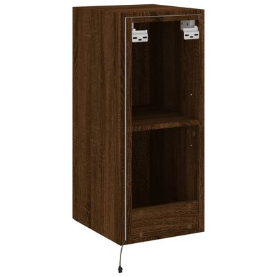 vidaXL TV Wall Cabinet with LED Lights Brown Oak 30.5x35x70 cm