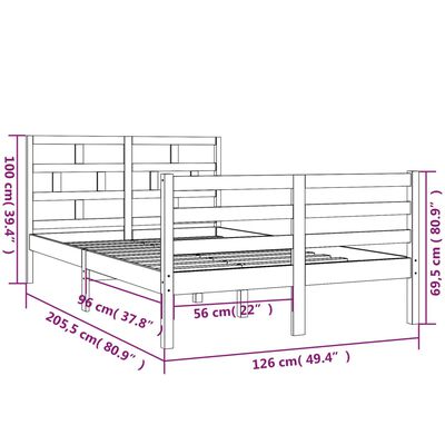 vidaXL Bed Frame without Mattress White Solid Wood 120x200 cm (810426+814185)