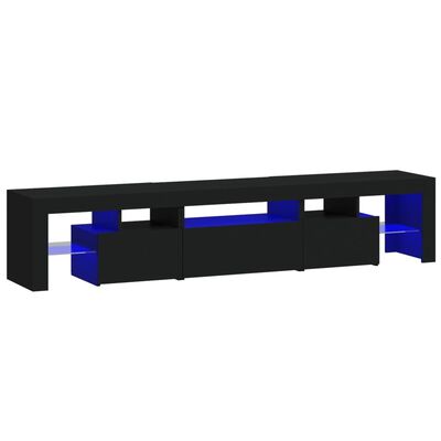 vidaXL TV Cabinet with LED Lights Black 200x36.5x40 cm