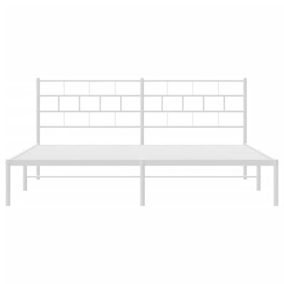 vidaXL Metal Bed Frame without Mattress with Headboard White 183x213 cm