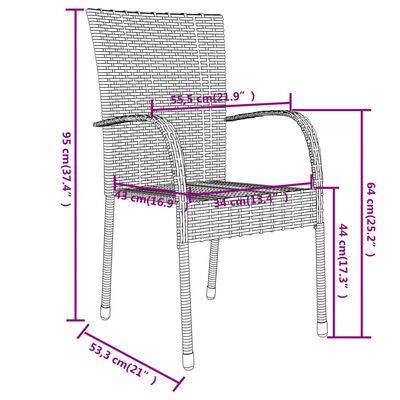 vidaXL 3 Piece Garden Dining Set Poly Rattan Black