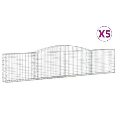 vidaXL Arched Gabion Baskets 5 pcs 400x30x80/100 cm Galvanised Iron