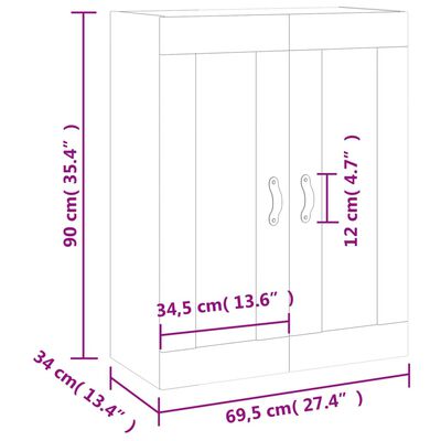 vidaXL Wall Mounted Cabinet White 69.5x34x90 cm