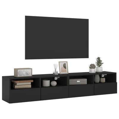 vidaXL TV Wall Cabinets 2 pcs Black 80x30x30 cm Engineered Wood