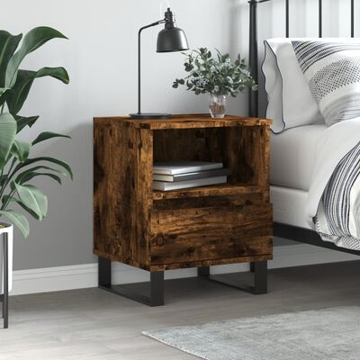 vidaXL Bedside Cabinet Smoked Oak 40x35x50 cm Engineered Wood