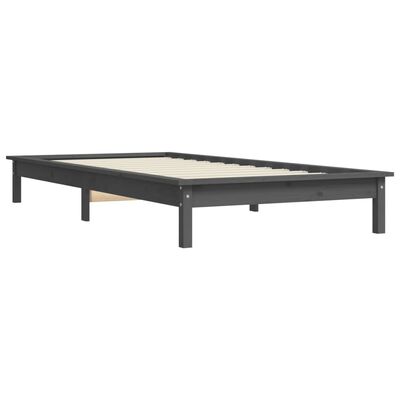 vidaXL Bed Frame without Mattress Grey Single Solid Wood