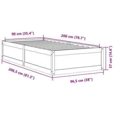 vidaXL Bed Frame without Mattress 90x200 cm Solid Wood Pine