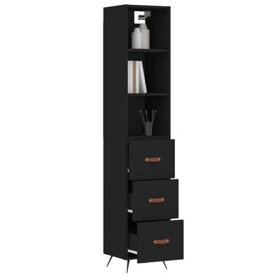 vidaXL Highboard Black 34.5x34x180 cm Engineered Wood