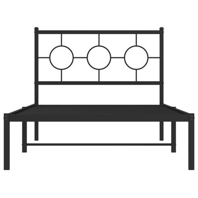 vidaXL Metal Bed Frame without Mattress with Headboard Black 100x200 cm