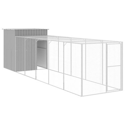 vidaXL Chicken Cage with Run Light Grey 165x659x181 cm Galvanised Steel