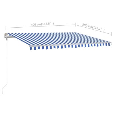 vidaXL Manual Retractable Awning with Posts 4x3 m Blue and White