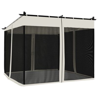 vidaXL Gazebo with Mesh Walls Cream 3x3 m Steel