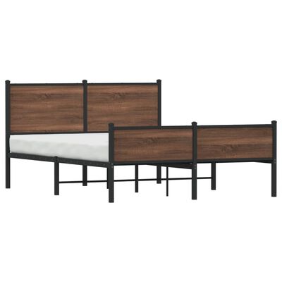 vidaXL Metal Bed Frame without Mattress Brown Oak 140x200 cm