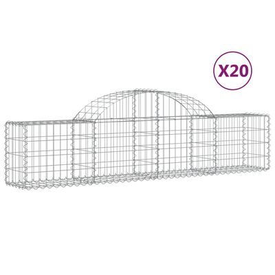 vidaXL Arched Gabion Baskets 20 pcs 200x30x40/60 cm Galvanised Iron