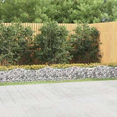 vidaXL Arched Gabion Raised Bed 600x50x50 cm Galvanised Iron