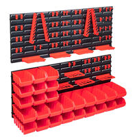 vidaXL 103 Piece Storage Bin Kit with Wall Panels Red and Black