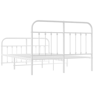 vidaXL Metal Bed Frame without Mattress with Footboard White 135x190 cm Double