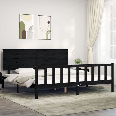 vidaXL Bed Frame without Mattress Black 200x200 cm Solid Wood Pine