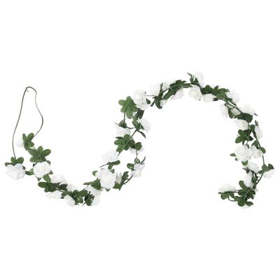 vidaXL Christmas Flower Garlands 6 pcs White 240 cm