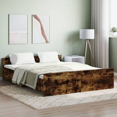 vidaXL Bed Frame without Mattress Smoked Oak 160x200 cm