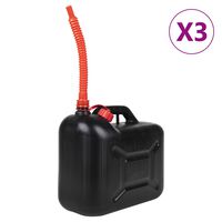 vidaXL Fuel Can with Flexible Spout 3 pcs Black 20 L Plastic
