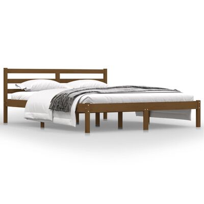 vidaXL Bed Frame Solid Wood Pine 150x200 cm King Size Honey Brown