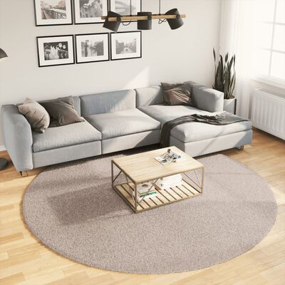 vidaXL Shaggy Rug PAMPLONA High Pile Modern Beige Ø 240 cm