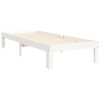 vidaXL Bed Frame without Mattress White Single Solid Wood Pine