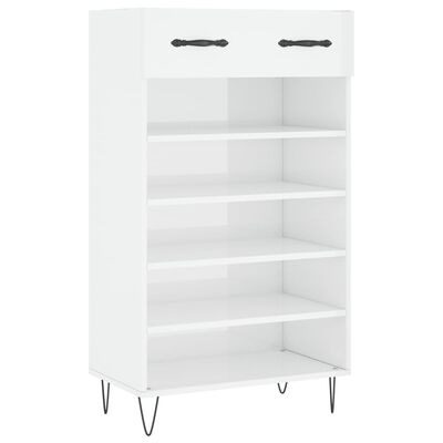 vidaXL Shoe Cabinet High Gloss White 60x35x105 cm Engineered Wood