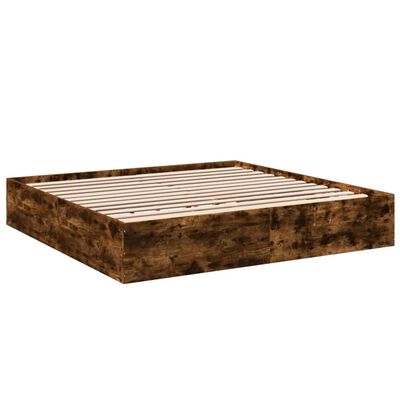 vidaXL Bed Frame without Mattress Smoked Oak 180x200 cm Super King