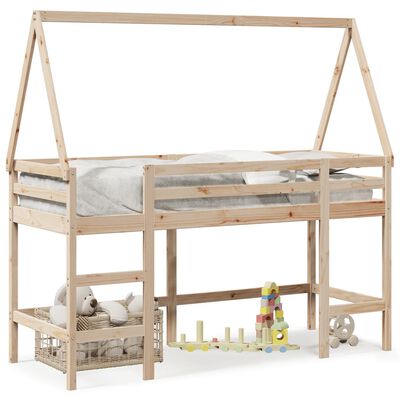 vidaXL Loft Bed with Ladder and Roof without Mattress 80x200 cm