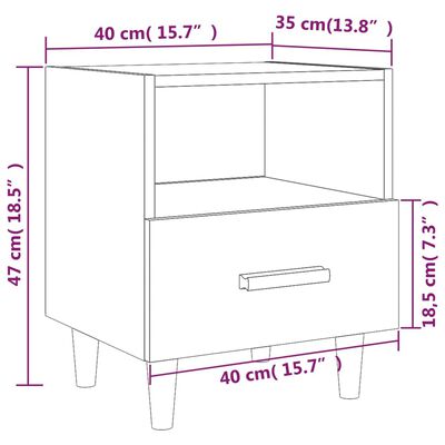 vidaXL Bedside Cabinet Black 40x35x47 cm