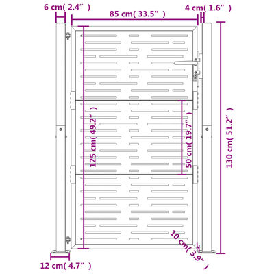 vidaXL Garden Gate Anthracite 105x130 cm Steel Square Design