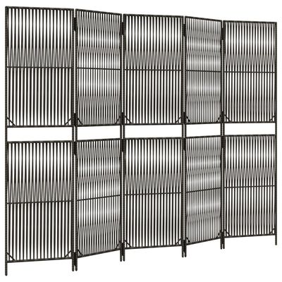 vidaXL Room Divider 5 Panels Grey Poly Rattan