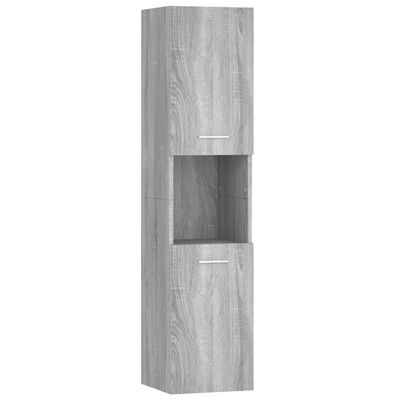 vidaXL Bathroom Cabinet Grey Sonoma 30x30x130 cm Engineered Wood