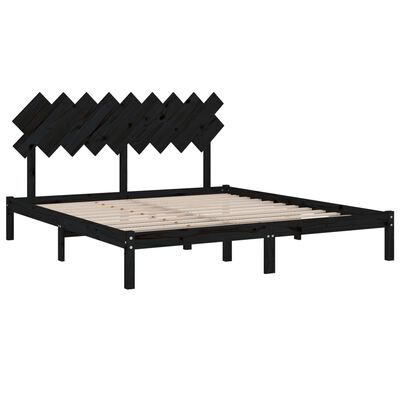 vidaXL Bed Frame without Mattress Black 180x200 cm Super King Solid Wood