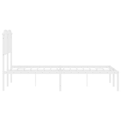 vidaXL Metal Bed Frame without Mattress with Headboard White 120x190 cm Small Double