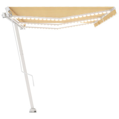 vidaXL Manual Retractable Awning with LED 600x300 cm Yellow and White