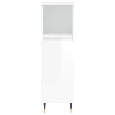 vidaXL Bathroom Cabinet High Gloss White 30x30x100 cm Engineered Wood