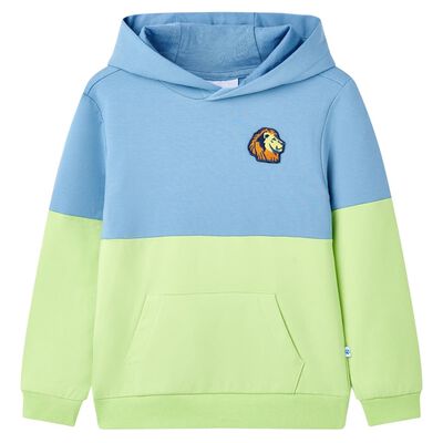 Kids' Hooded Sweatshirt Blue and Soft Yellow 140