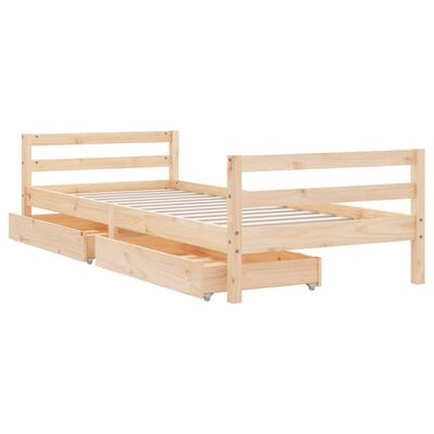 vidaXL Kids Bed Frame with Drawers 90x190 cm Solid Wood Pine