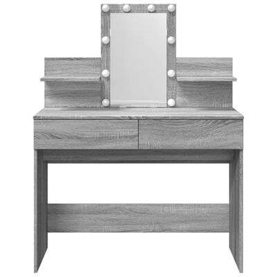 vidaXL Dressing Table with LED Grey Sonoma 100x40x130 cm