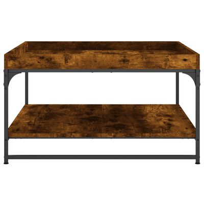 vidaXL Coffee Table Smoked Oak 80x80x45 cm Engineered Wood and Iron