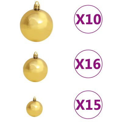 vidaXL Artificial Hinged Christmas Tree 300 LEDs & Ball Set 210 cm