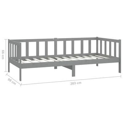 vidaXL Day Bed without Mattress Grey Solid Wood Pine 90x200 cm