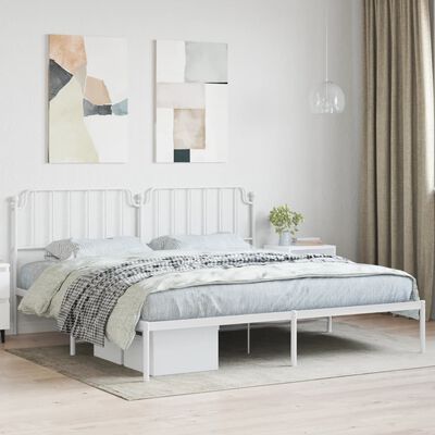 vidaXL Metal Bed Frame without Mattress with Headboard White 193x203 cm